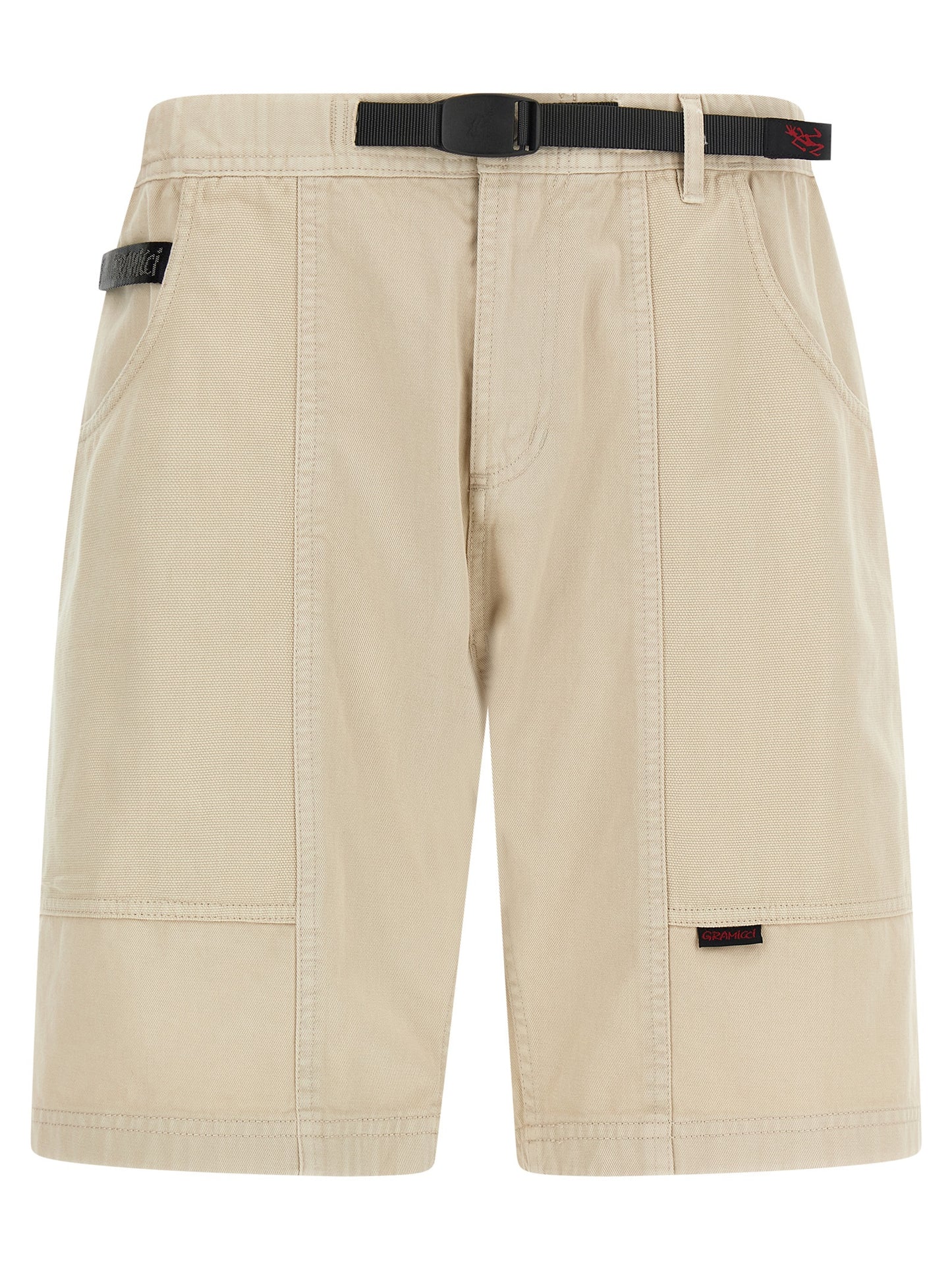 Bermuda Shorts by Gramicci for men in canvas cotton twill beige & signature features a sartorial silhouette, showcasing a sartorial and short with a sophisticated for a sartorial look.