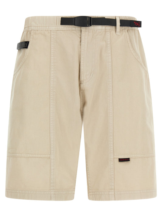 Bermuda Shorts by Gramicci for men in canvas cotton twill beige & signature features a sartorial silhouette, showcasing a sartorial and short with a sophisticated for a sartorial look.