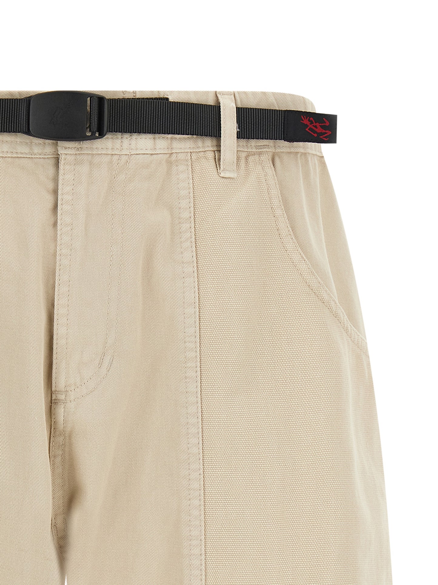 Bermuda Shorts by Gramicci for men in canvas cotton twill beige & signature features an tailored silhouette, showcasing a tailored with a short and for a sophisticated look.