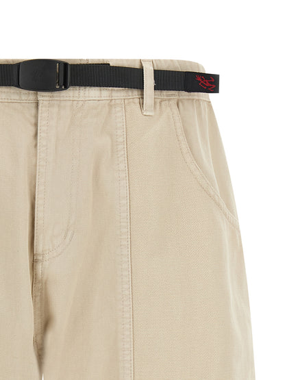 Bermuda Shorts by Gramicci for men in canvas cotton twill beige & signature features an tailored silhouette, showcasing a tailored with a short and for a sophisticated look.