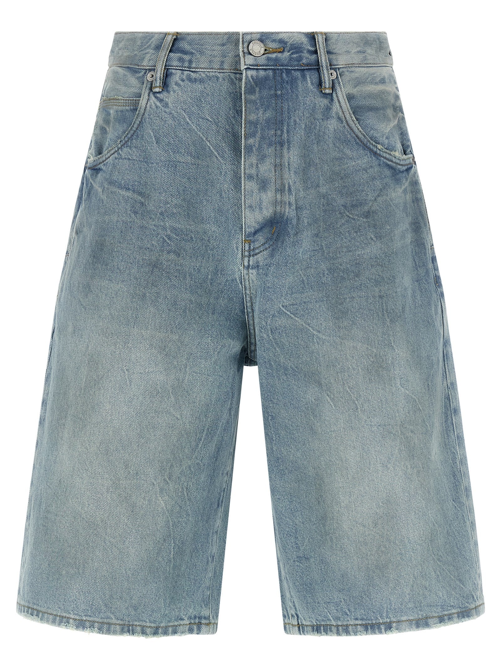 Denim Shorts by PURPLE for men in denim cotton light-blue & purple features an effortlessly on trend silhouette, showcasing a effortlessly on trend wide and short cut with a comfortable for a refined look.