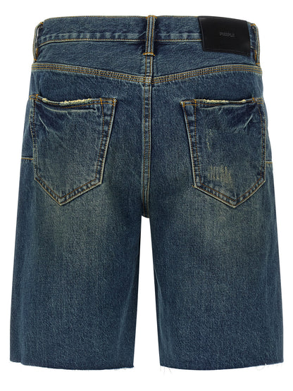 PURPLE Men's Wide Cotton Bermuda Shorts - Blue Purple