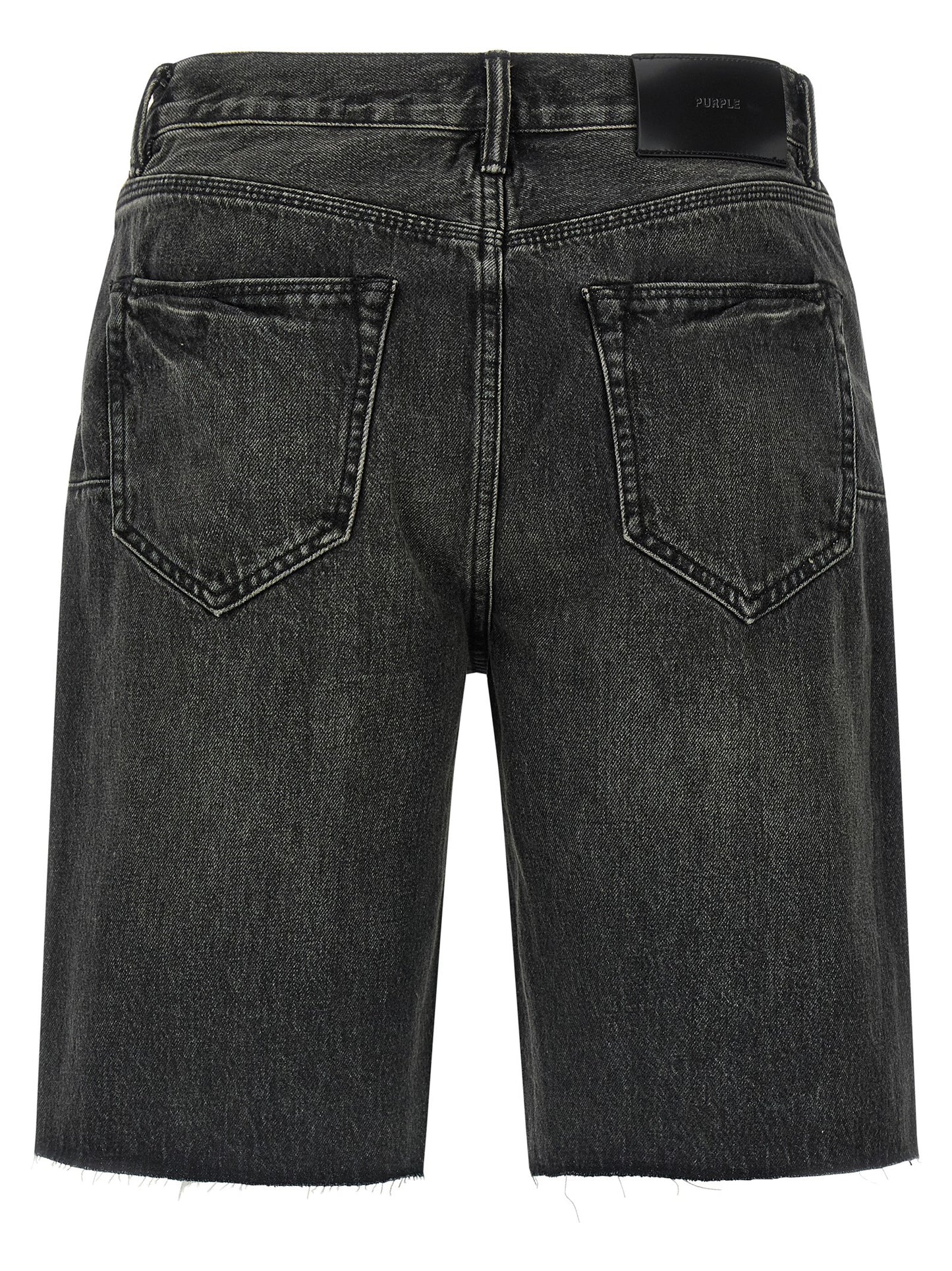 Denim Shorts by PURPLE for men in denim cotton black, purple & signature features an utilitarian chic relaxed-fit & wide with a short and , creating a utilitarian chic silhouette perfect for elevated casual styling.