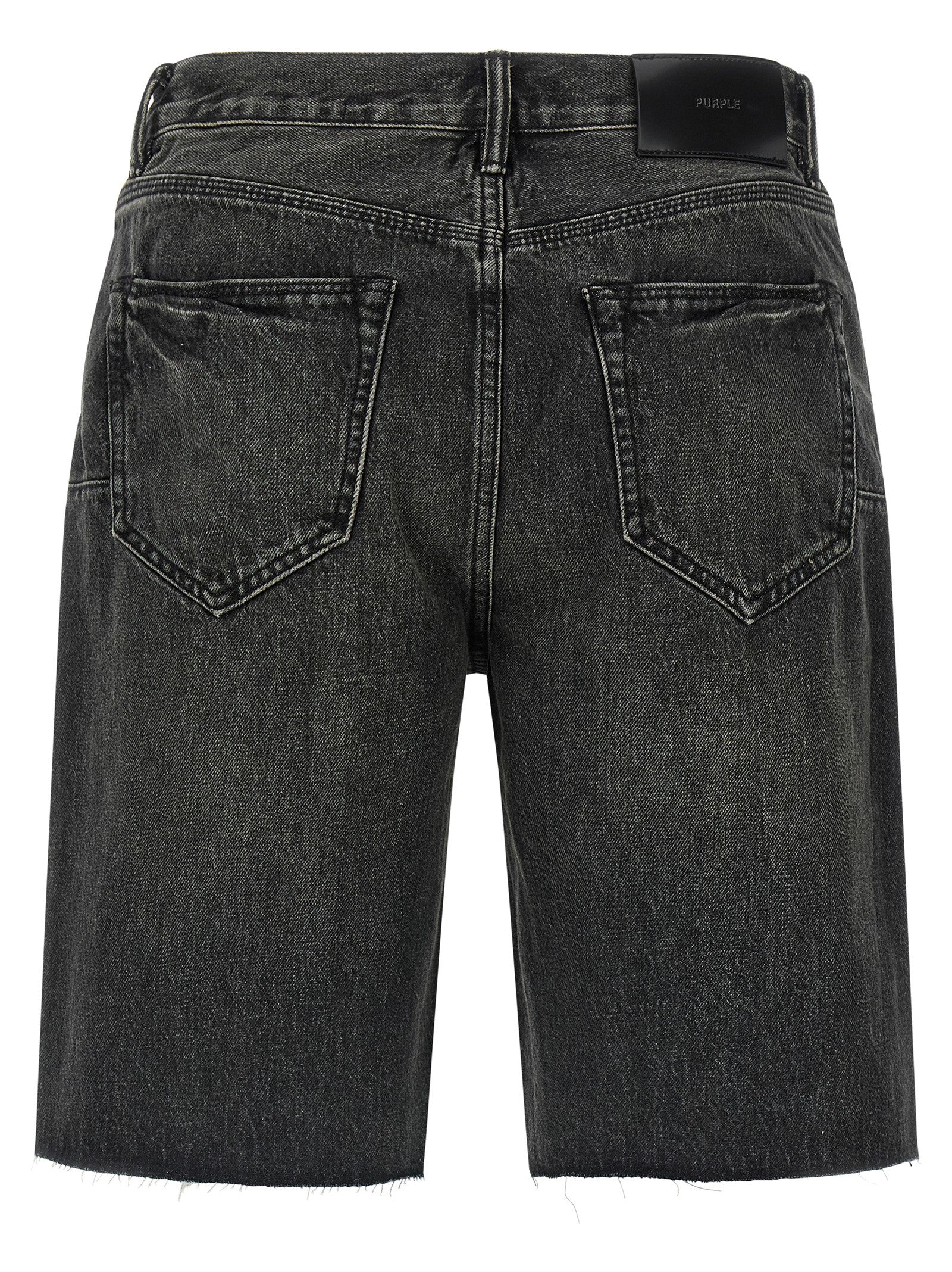 Denim Shorts by PURPLE for men in denim cotton black, purple & signature features an utilitarian chic relaxed-fit & wide with a short and , creating a utilitarian chic silhouette perfect for elevated casual styling.