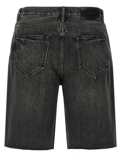 Denim Shorts by PURPLE for men in denim cotton black, purple & signature features an utilitarian chic relaxed-fit & wide with a short and , creating a utilitarian chic silhouette perfect for elevated casual styling.