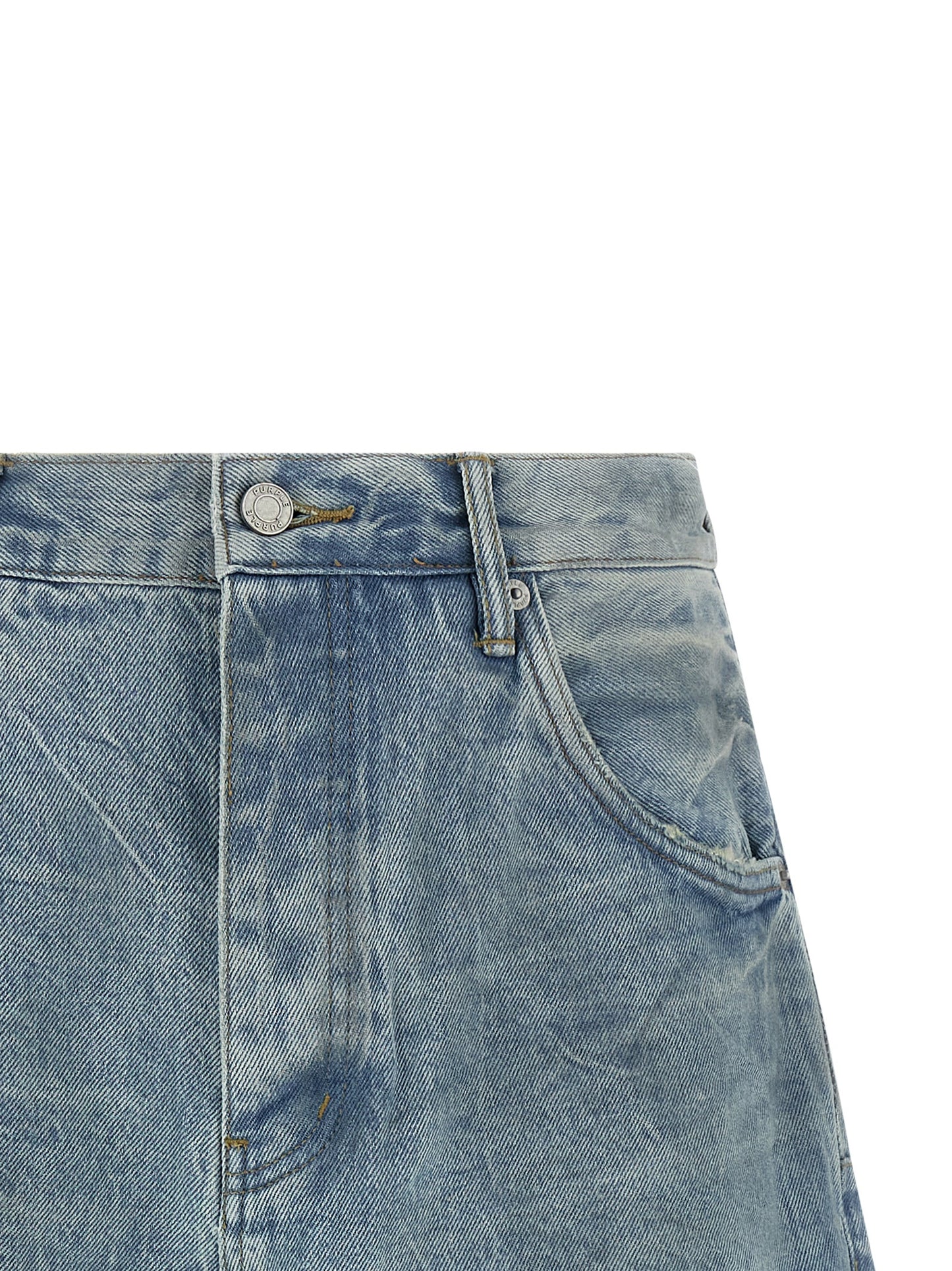 Denim Shorts by PURPLE for men in denim cotton light-blue & purple features an unrivaled comfort wide and short with an unrivaled comfort .