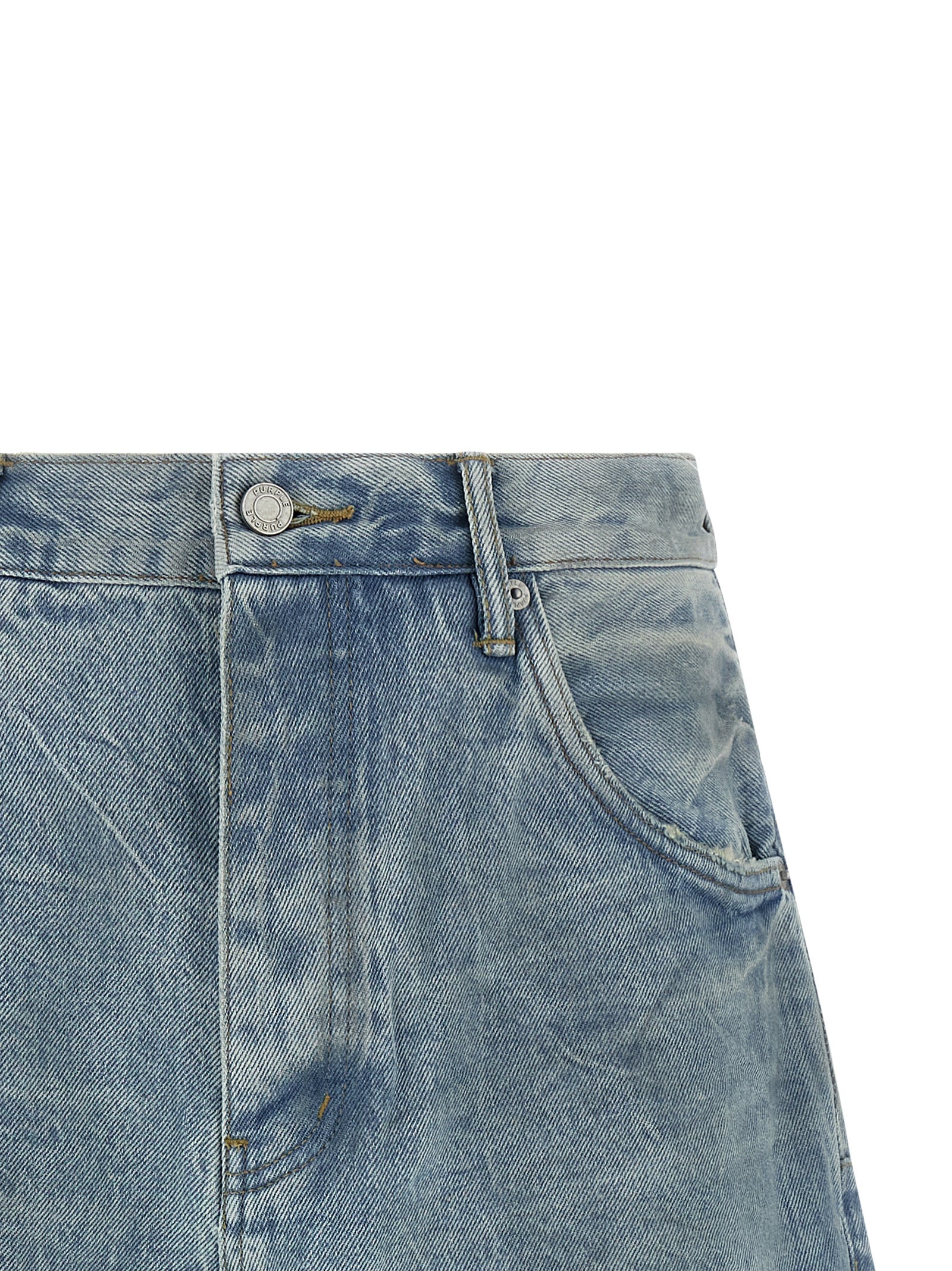 Denim Shorts by PURPLE for men in denim cotton light-blue & purple features an unrivaled comfort wide and short with an unrivaled comfort .