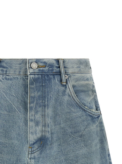 Denim Shorts by PURPLE for men in denim cotton light-blue & purple features an unrivaled comfort wide and short with an unrivaled comfort .