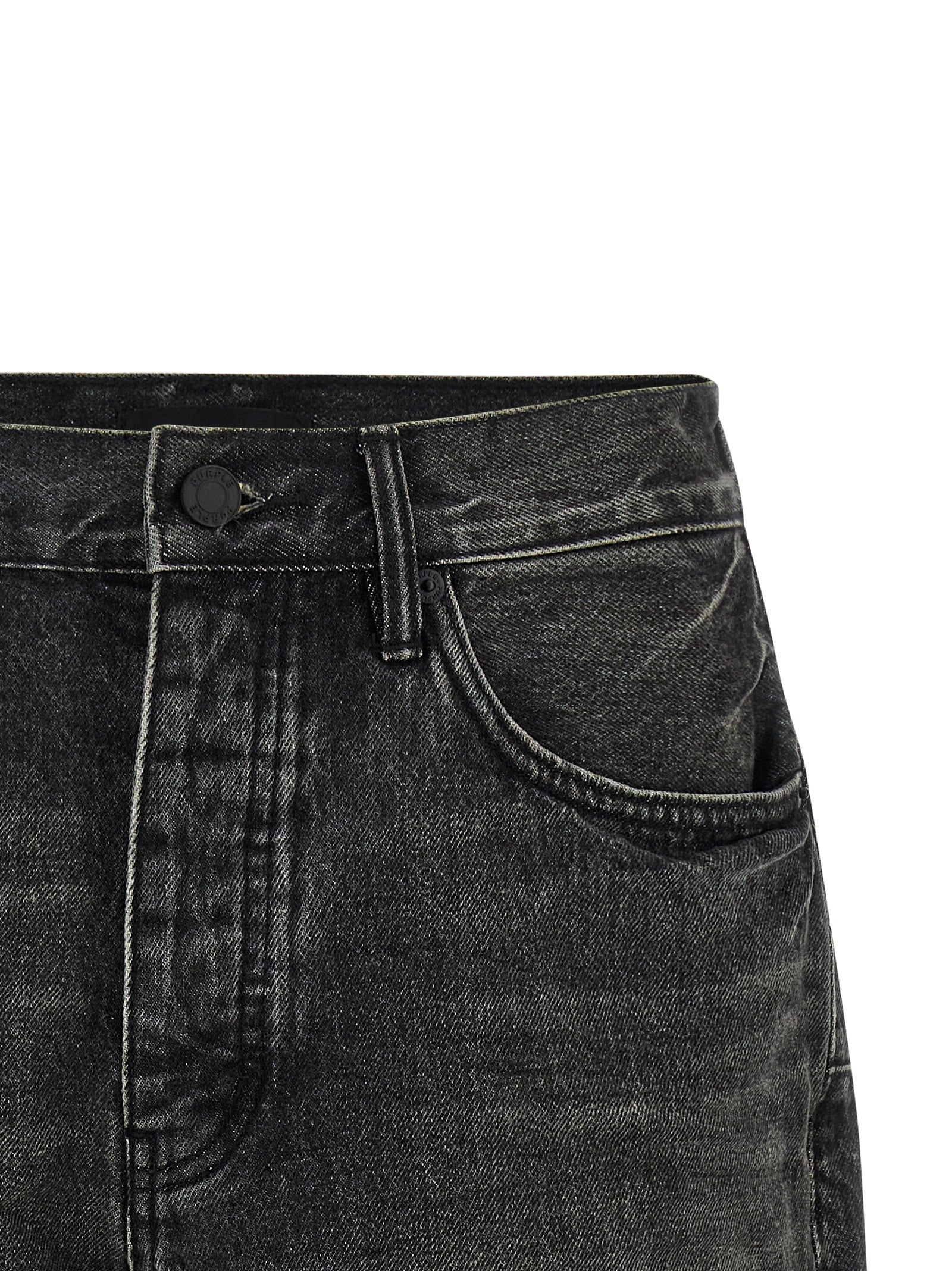 Denim Shorts by PURPLE for men in denim cotton black, purple & signature presents a contemporary silhouette, featuring a contemporary relaxed-fit & wide and short with a contemporary for a sophisticated summer look.