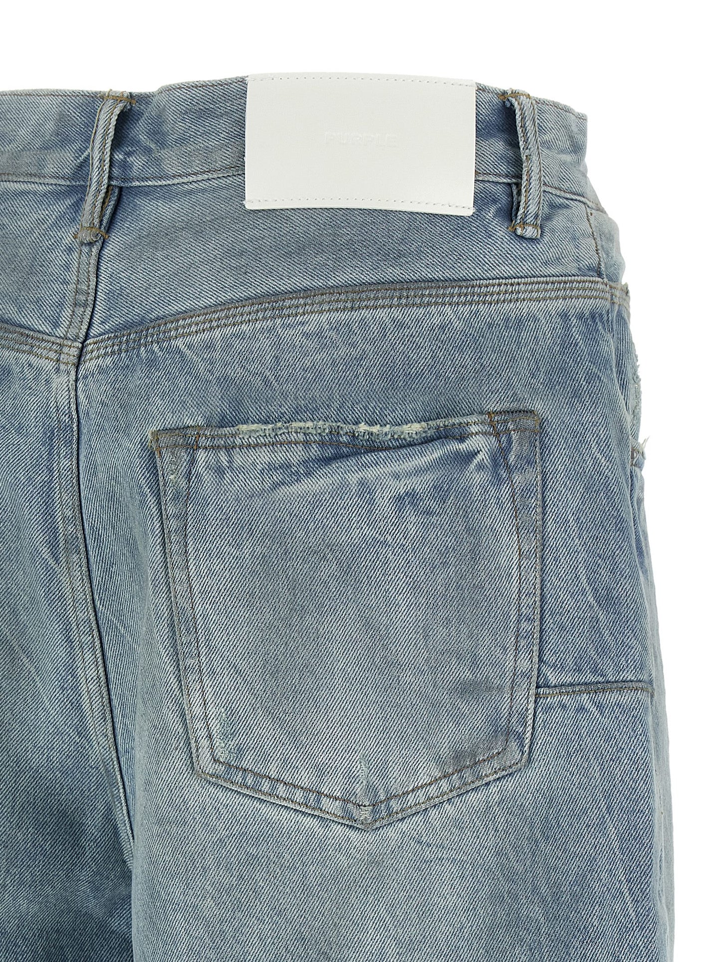 Denim Shorts by PURPLE for men in denim cotton light-blue & purple features an magnificent silhouette, showcasing a magnificent wide with a short and for a premium, sophisticated aesthetic.