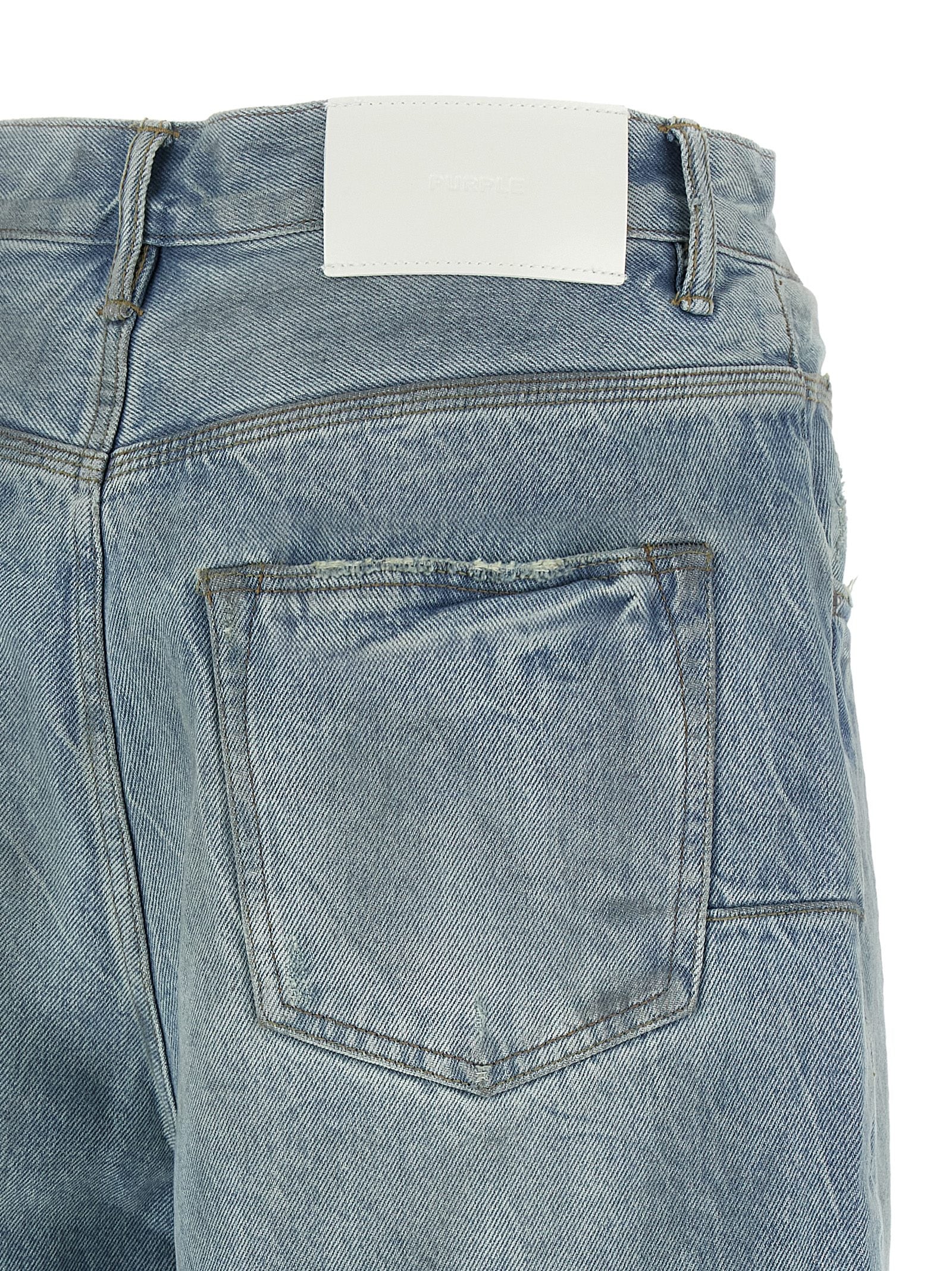 Denim Shorts by PURPLE for men in denim cotton light-blue & purple features an magnificent silhouette, showcasing a magnificent wide with a short and for a premium, sophisticated aesthetic.