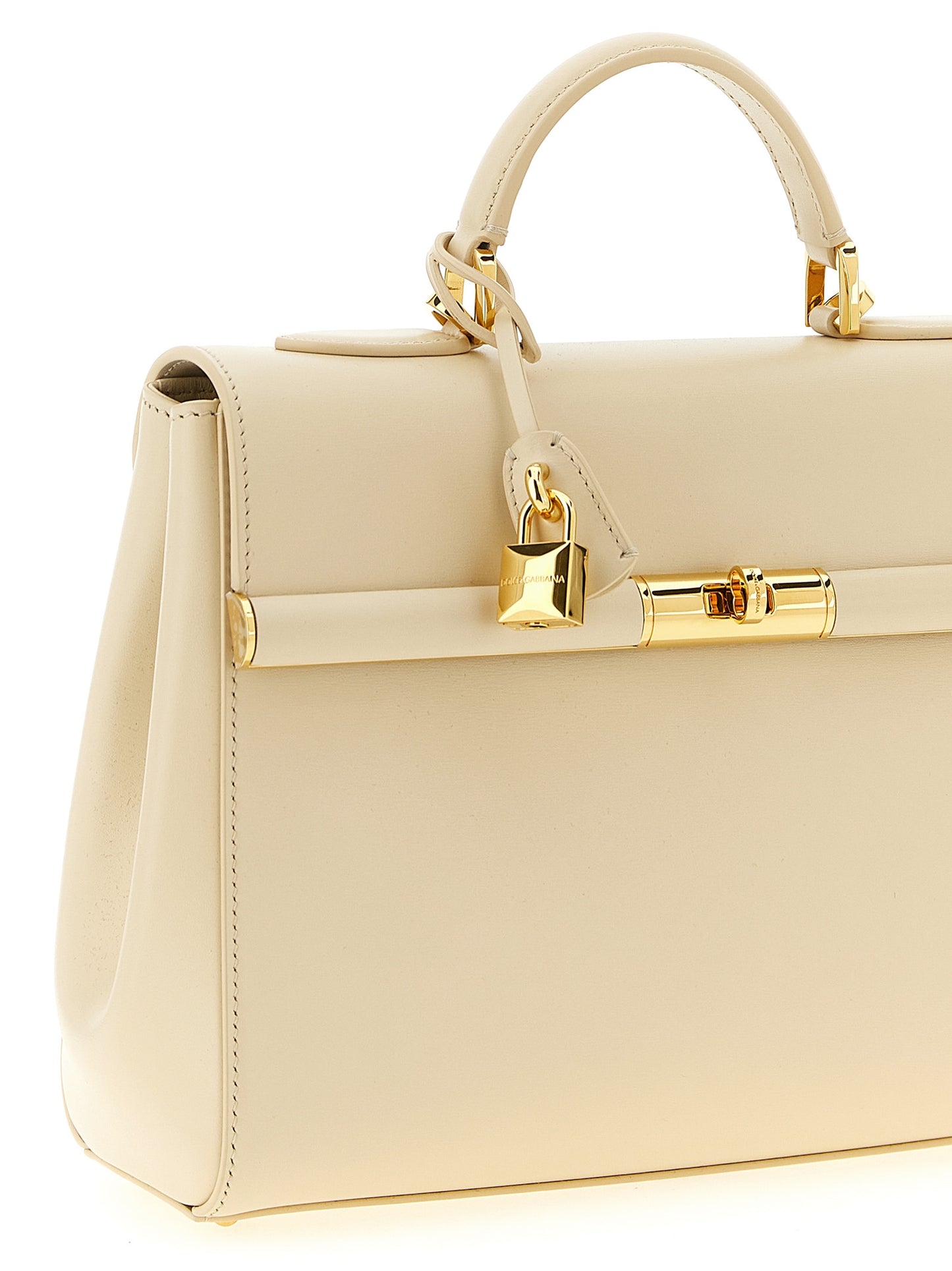 Flap Handbag by Dolce & Gabbana for women in brass crystal & calf leather white presents a ornamental silhouette, showcasing a secure flap, ample , and versatile shoulder-strap, adjustable-strap & handle for a ornamental finish.