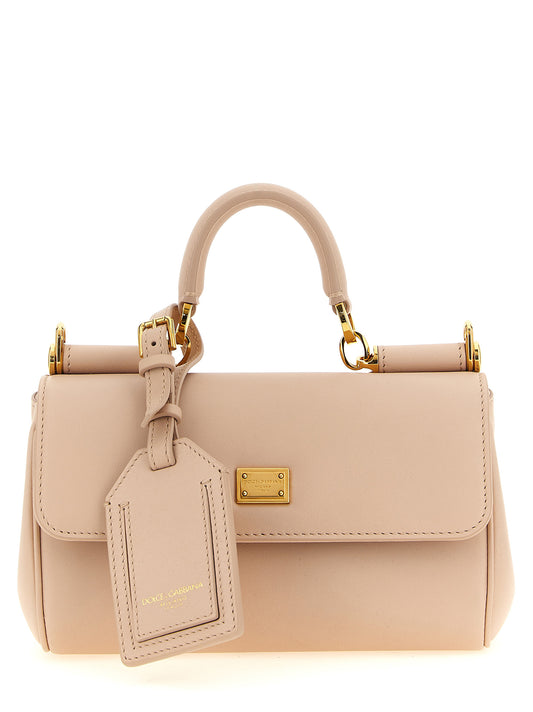Mini Flap Handbag by Dolce & Gabbana for women in bos taurus calf suede leather multicolor & pink features an refined silhouette, showcasing a secure flap, ample , and versatile shoulder-strap, adjustable-strap & handle for a sophisticated refined aesthetic.