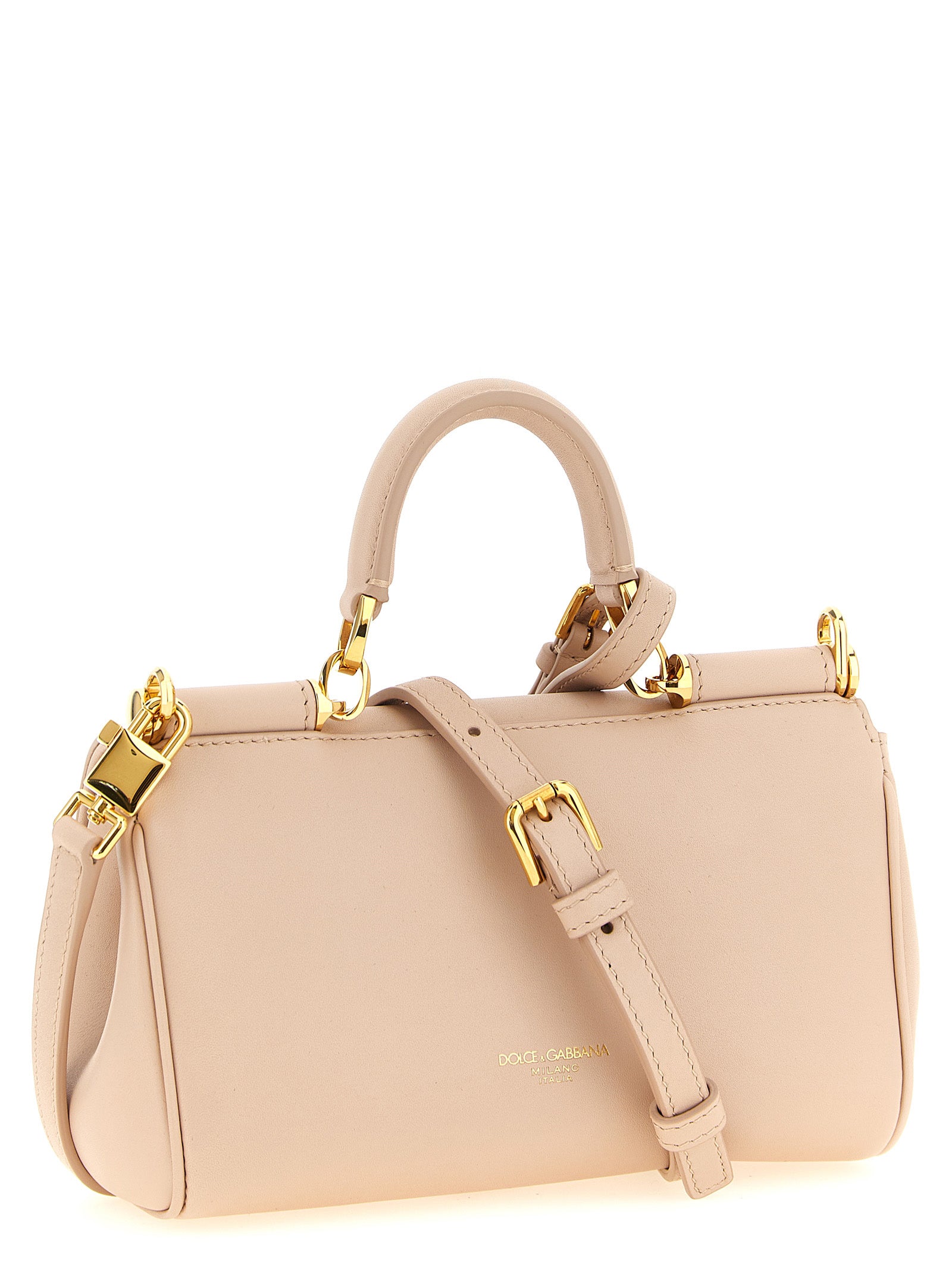 Mini Flap Handbag by Dolce & Gabbana for women in bos taurus calf suede leather multicolor & pink features a signature silhouette, showcasing a secure flap and signature with versatile shoulder-strap, adjustable-strap & handle for a sophisticated look.