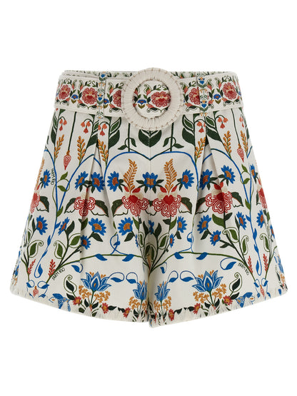 Bermuda Shorts by FARM RIO for women in stretch cotton canvas multicolor, floral & print presents a contemporary silhouette, showcasing a contemporary wide with a refined short and elegant high rise.