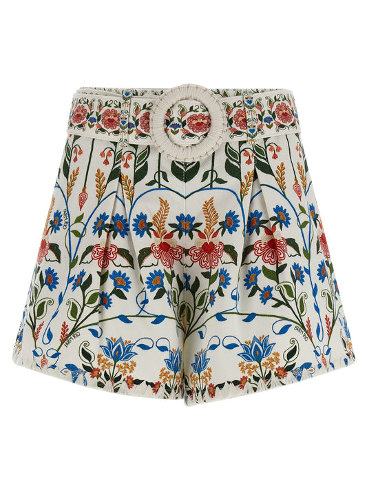 Bermuda Shorts by FARM RIO for women in stretch cotton canvas multicolor, floral & print presents a contemporary silhouette, showcasing a contemporary wide with a refined short and elegant high rise.