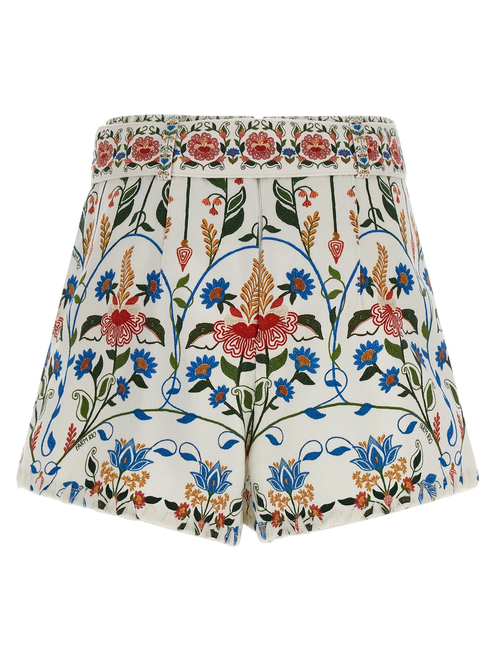 Bermuda Shorts by FARM RIO for women in stretch cotton canvas multicolor, floral & print features an nuanced silhouette, showcasing a nuanced wide with a short cut and high rise for a sophisticated, premium finish.
