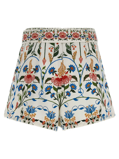 Bermuda Shorts by FARM RIO for women in stretch cotton canvas multicolor, floral & print features an nuanced silhouette, showcasing a nuanced wide with a short cut and high rise for a sophisticated, premium finish.