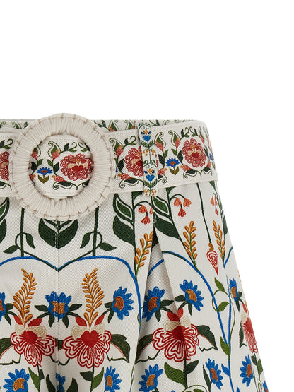 Bermuda Shorts by FARM RIO for women in stretch cotton canvas multicolor, floral & print features an tailored silhouette, showcasing a tailored wide with a short and high rise for a sophisticated look.