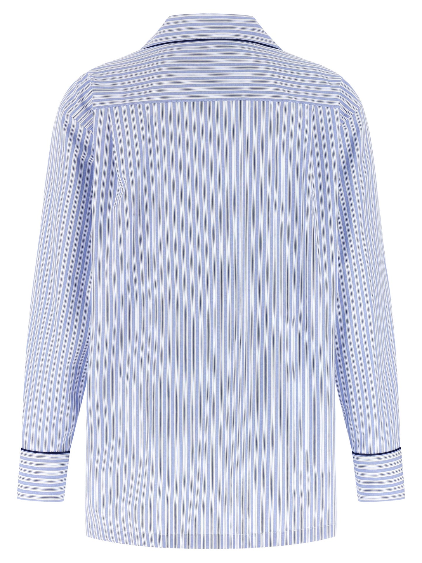 Dolce & Gabbana Women's Relaxed Fit Long-Sleeve Cotton & Silk Blouse - Light Blue Pearl Striped
