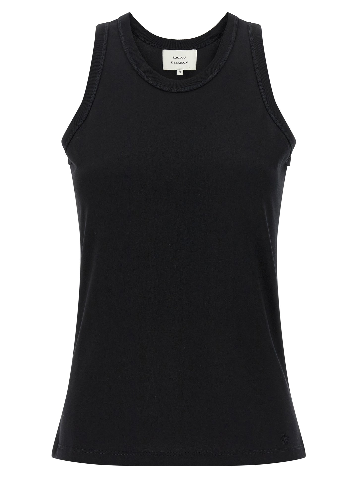 Loulou De Saison Lou Women's Round Neck Cotton Tank Top - Black