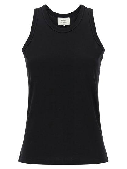 Loulou De Saison Lou Women's Round Neck Cotton Tank Top - Black