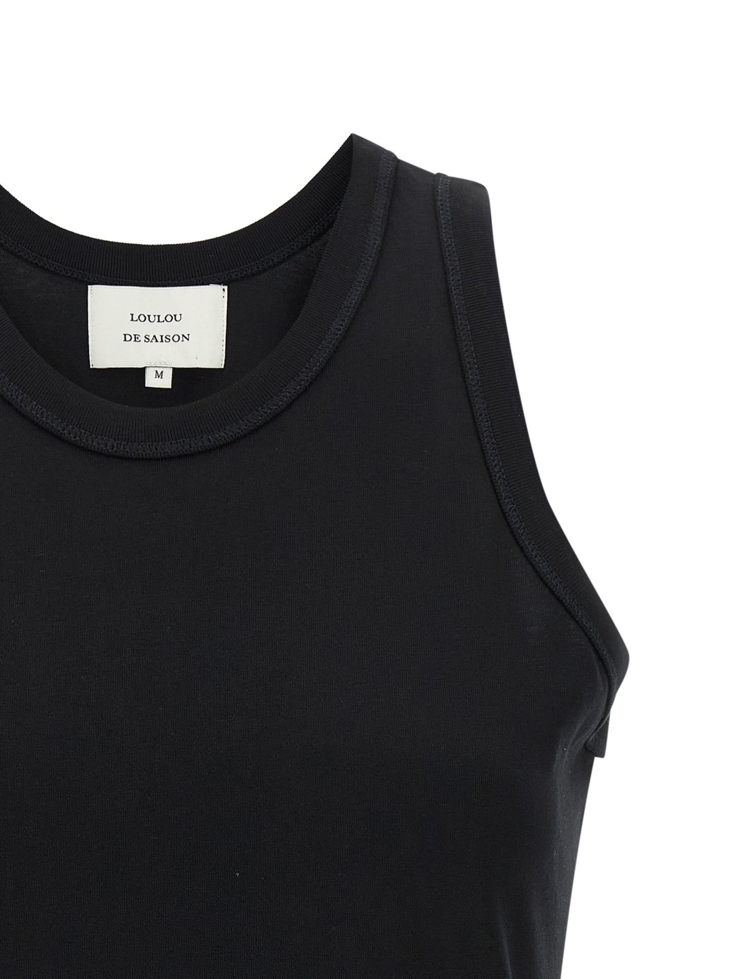 Loulou De Saison Lou Women's Round Neck Cotton Tank Top - Black
