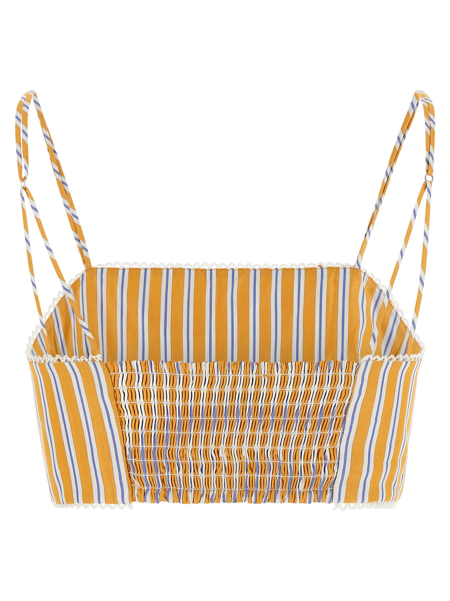 The Andamane Carrie Women's Crop Top Sleeveless Cotton T-Shirt - Bicolour Yellow Striped