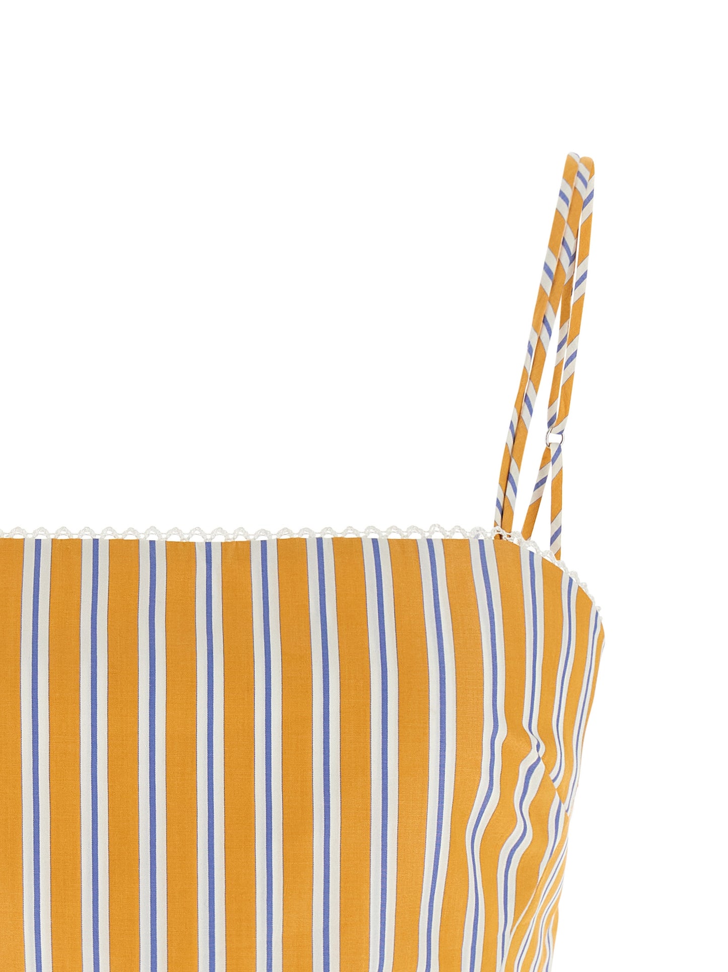 The Andamane Carrie Women's Crop Top Sleeveless Cotton T-Shirt - Bicolour Yellow Striped