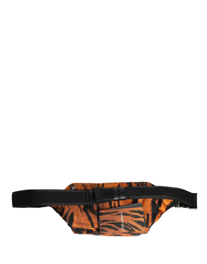 Fanny Pack Belt Bag by Dolce & Gabbana for men in calf leather blue, brown, silver & print features a jet-setting Calf Leather Fanny Pack Belt Bag design with a secure zipper, jet-setting , and versatile belt-strap for a jet-setting look.