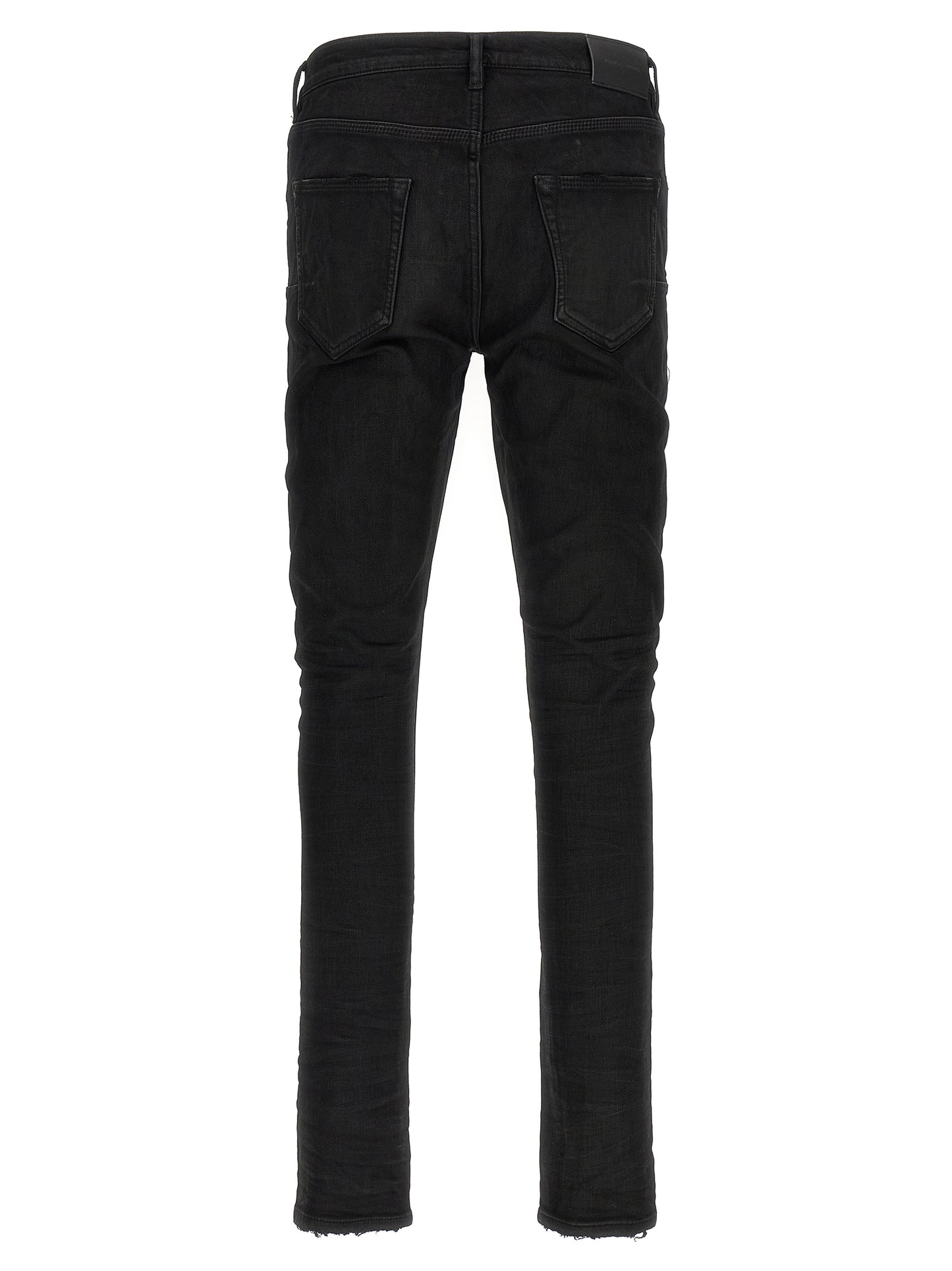 Jeans by PURPLE for men in stretch denim cotton & resin black, purple & signature features an refined tailoring silhouette, showcasing a premium tapered-leg with a low rise and long cut for a refined tailoring look.