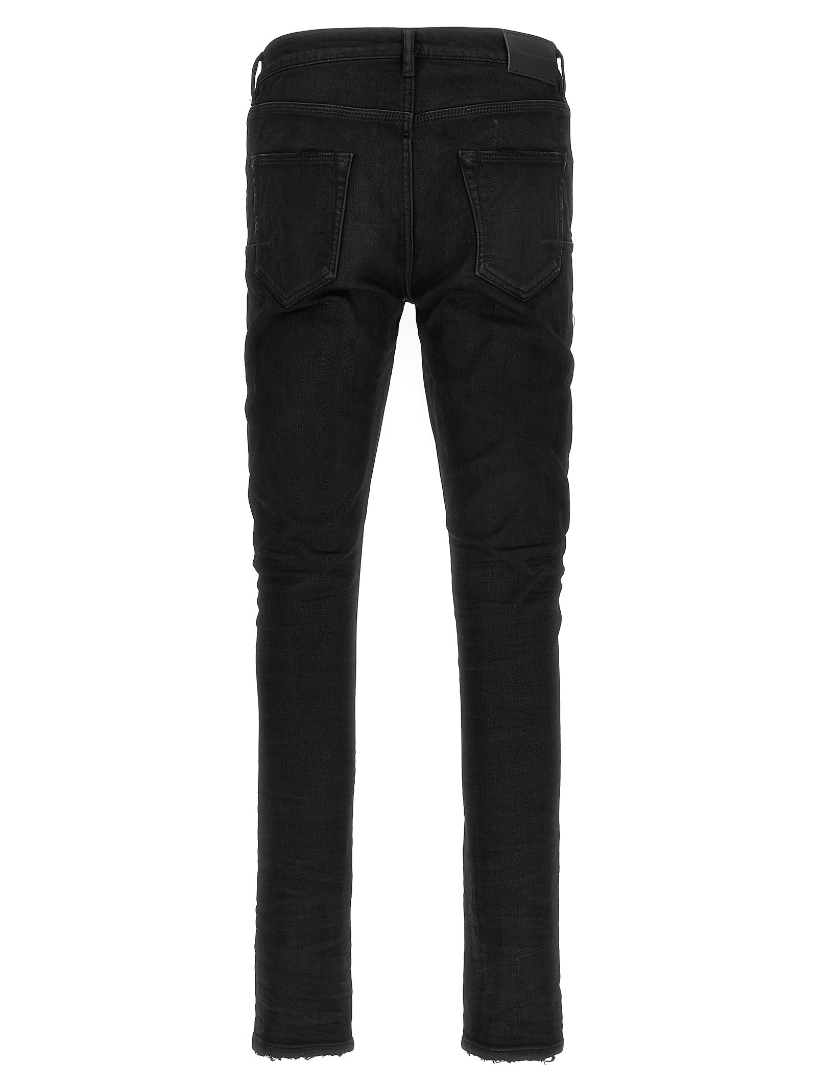 Jeans by PURPLE for men in stretch denim cotton & resin black, purple & signature features an refined tailoring silhouette, showcasing a premium tapered-leg with a low rise and long cut for a refined tailoring look.