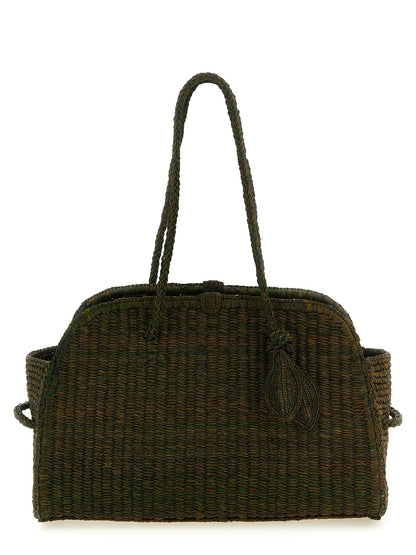 Bowling Tote Bag by Jacquemus for women in polyester polyurethane python leather bicolour, green & natural features an jet-set-ready silhouette, showcasing the Le Turismo Polyester Polyurethane Python Leather Bowling Tote Bag design with a secure , ample , and versatile handle.