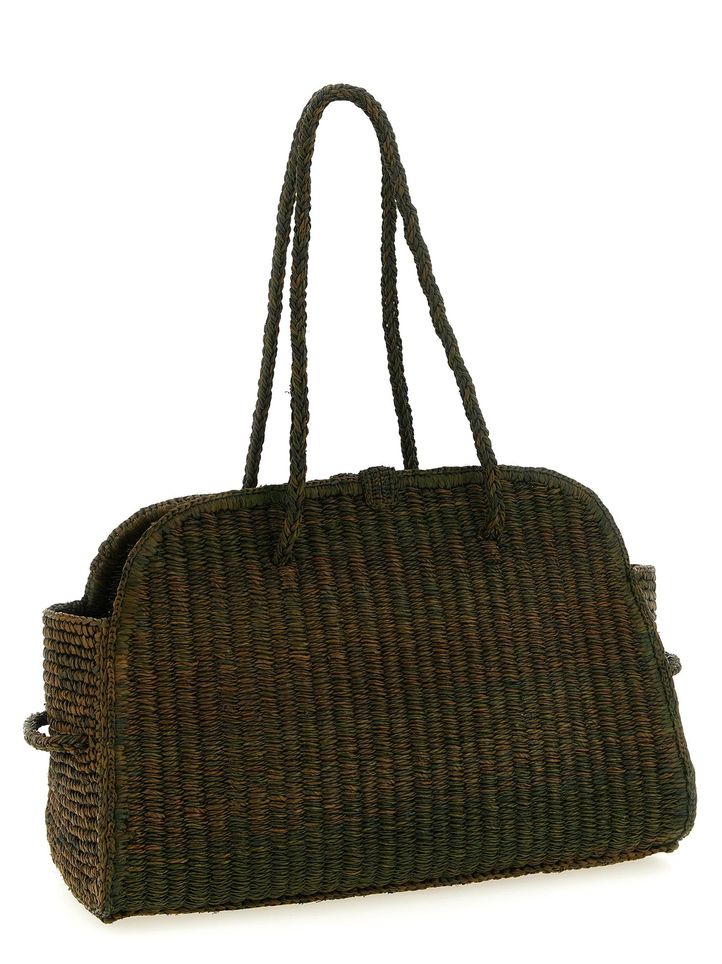 Bowling Tote Bag by Jacquemus for women in polyester polyurethane python leather bicolour, green & natural features an jet-setting Le Turismo Polyester Polyurethane Python Leather Bowling Tote Bag design with a secure , jet-setting , and versatile handle for a jet-setting look.