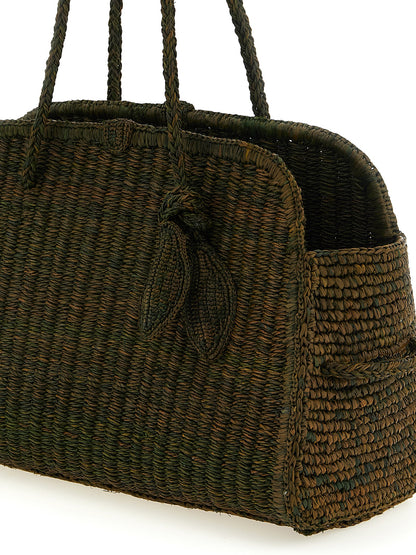 Bowling Tote Bag by Jacquemus for women in polyester polyurethane python leather bicolour, green & natural features an jet-set Le Turismo Polyester Polyurethane Python Leather Bowling Tote Bag design with a secure , ample , and versatile handle for an jet-set finish.