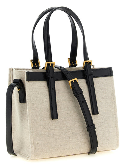 Mini Crossbody Satchel Tote Bag by Versace for women in suede calfskin leather & cotton canvas beige & print features a urban sophisticate Crisp Medusa Riviere Suede Calfskin Leather & Cotton Canvas Mini Crossbody Satchel Tote Bag design with a secure snap & button, ample , and versatile crossbody-strap, shoulder-strap, adjustable-strap & handle for a urban sophisticate finish.