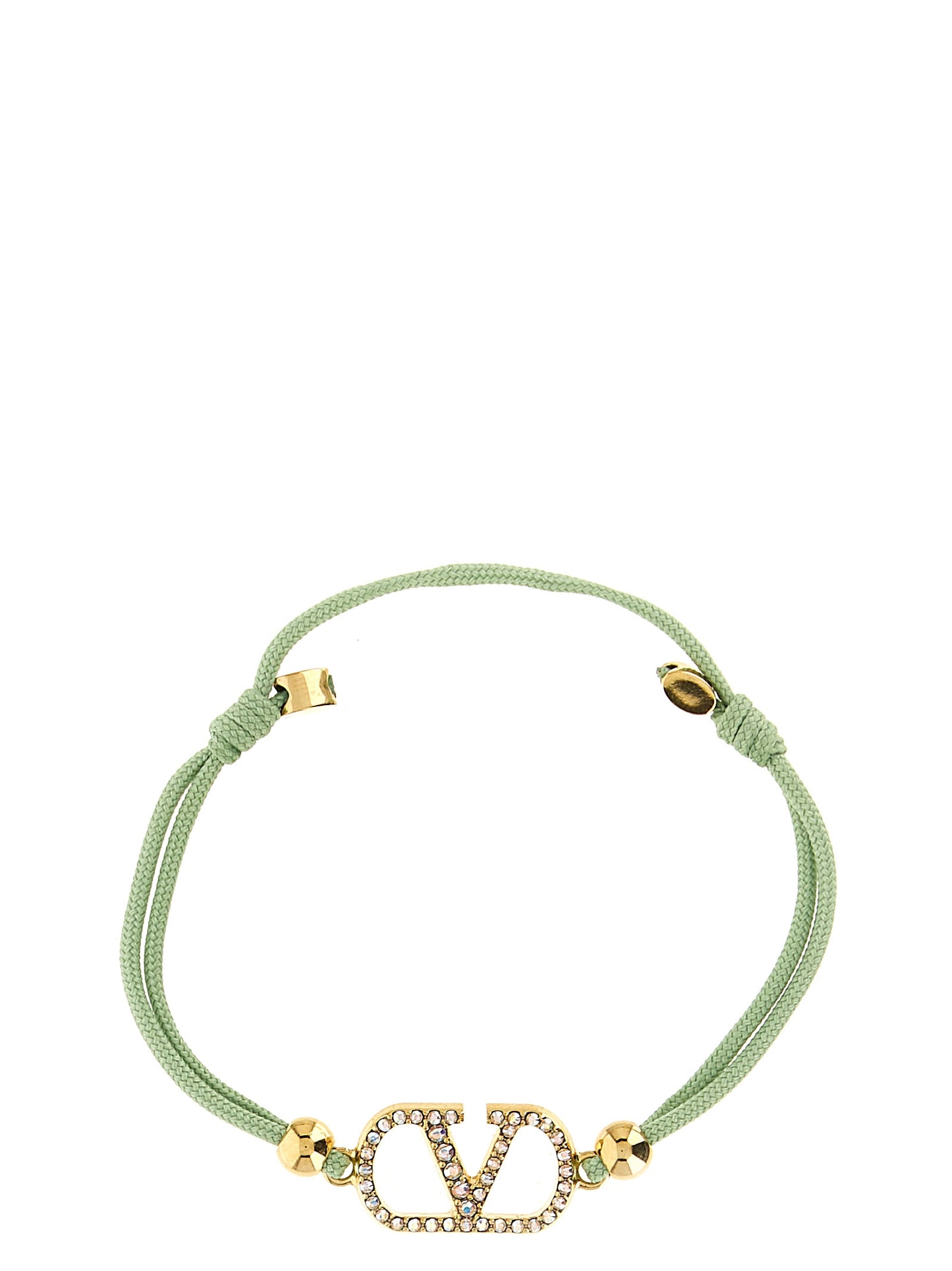Bracelet by Valentino Garavani for women in cotton and bicolour, green & signature showcases a refined silhouette, artfully capturing the essence of V Logo Women's Polyester Cotton & Crystal Bracelet with its refined .