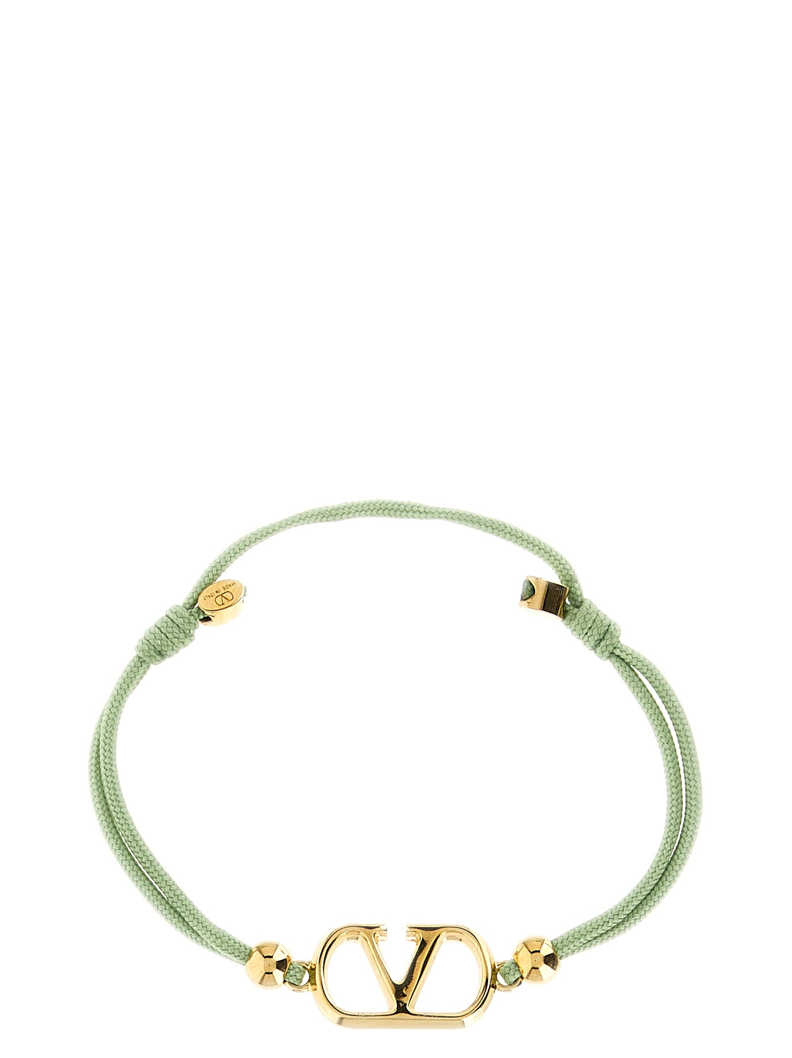 Bracelet by Valentino Garavani for women in cotton bicolour, green & signature showcases a cosmopolitan silhouette, artfully capturing the essence of the cosmopolitan V Logo Women's Polyester Cotton & Crystal Bracelet with a cosmopolitan .