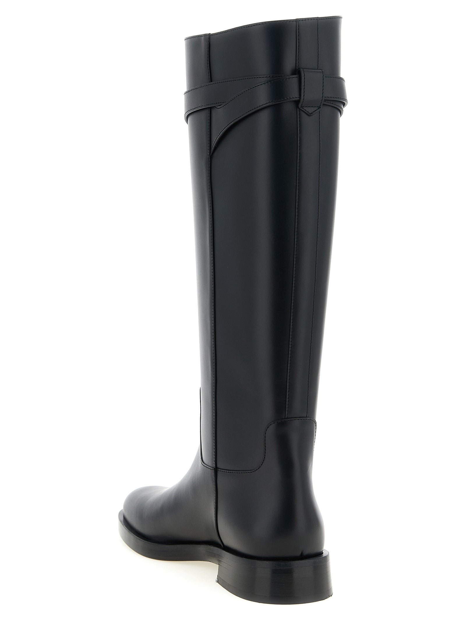 Over-The-Knee Strap Boots by Valentino Garavani for women in calfskin leather black & signature features an effortless chic silhouette from the Icon V Logo Women's Calfskin Leather Over-The-Knee Strap Boots collection, showcasing a effortless chic and refined almond toe style for an effortless chic look.