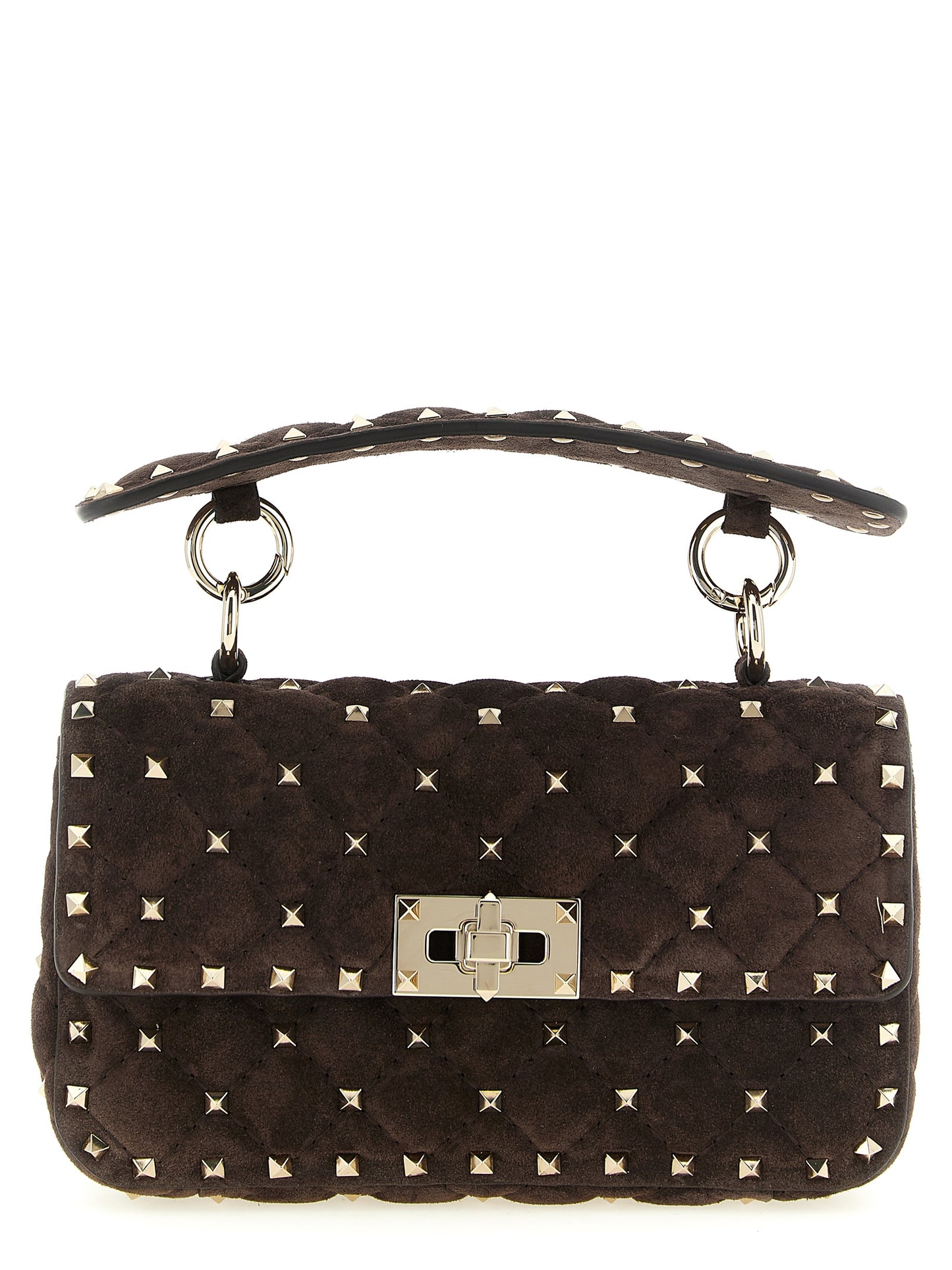Small Shoulder Flap Bag by Valentino Garavani for women in suede calfskin leather brown showcases a enviable silhouette, artfully detailed with a secure flap, organized , and versatile shoulder-strap, detachable-strap & handle for a enviable look.