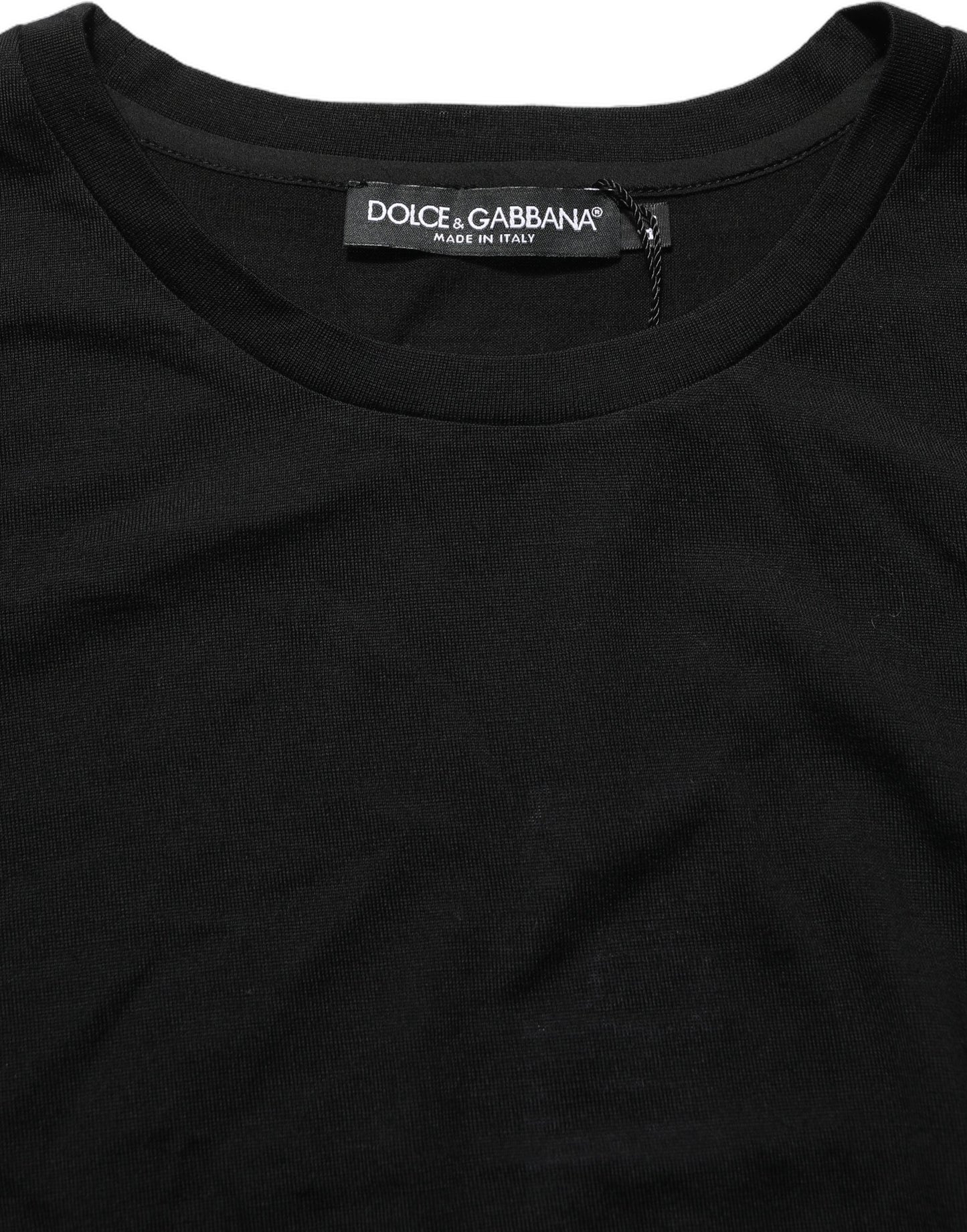 Dolce & Gabbana Black Wool Crew Neck Short Sleeves Men T-shirt