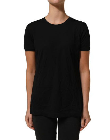 Dolce & Gabbana Black Wool Crew Neck Short Sleeves Men T-shirt