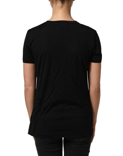 Dolce & Gabbana Black Wool Crew Neck Short Sleeves Men T-shirt