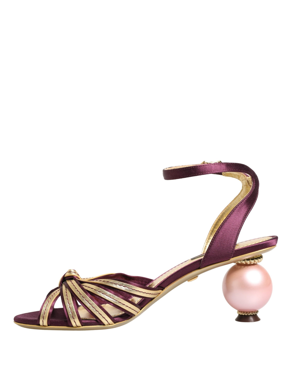 Dolce & Gabbana Women's Satin Silk Viscose & Goat Leather Sandals - Gold Pearl Purple