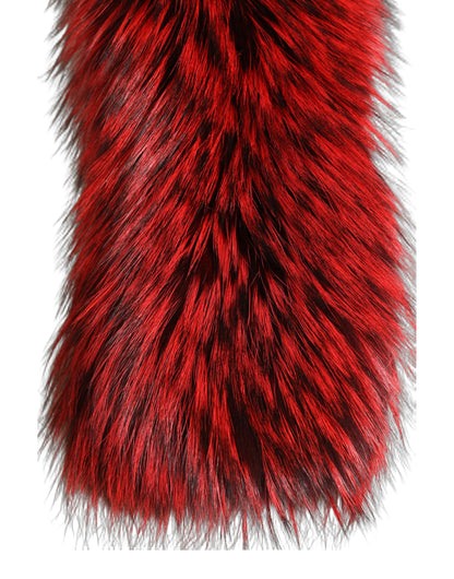 Dolce & Gabbana Red Fox Fur Neck Wrap Warmer Winter Scarf