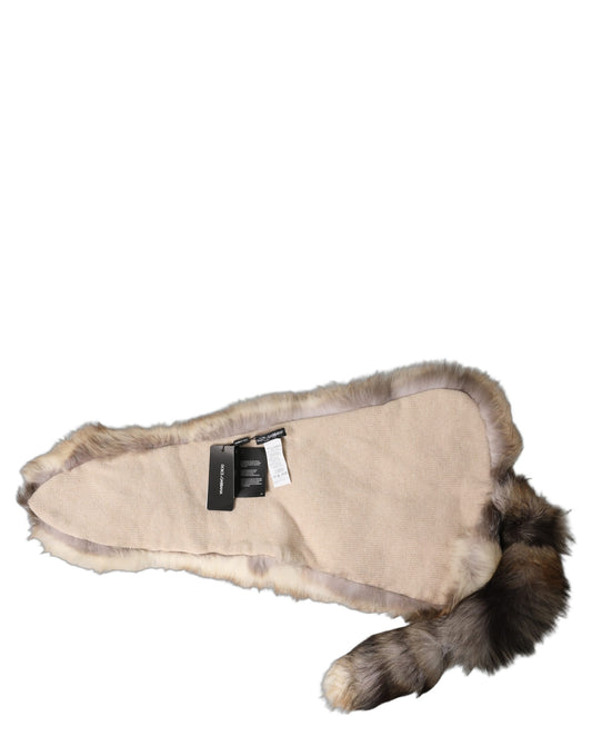 Dolce & Gabbana Brown Frost Fox Fur Neck Warmer Winter Scarf