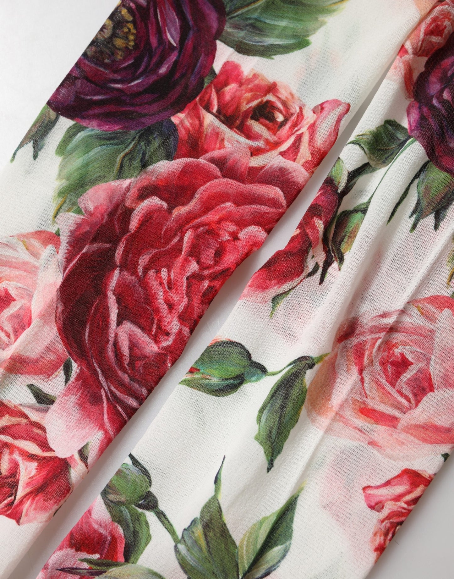 Dolce & Gabbana White Nylon Floral Print Tights Stockings Socks
