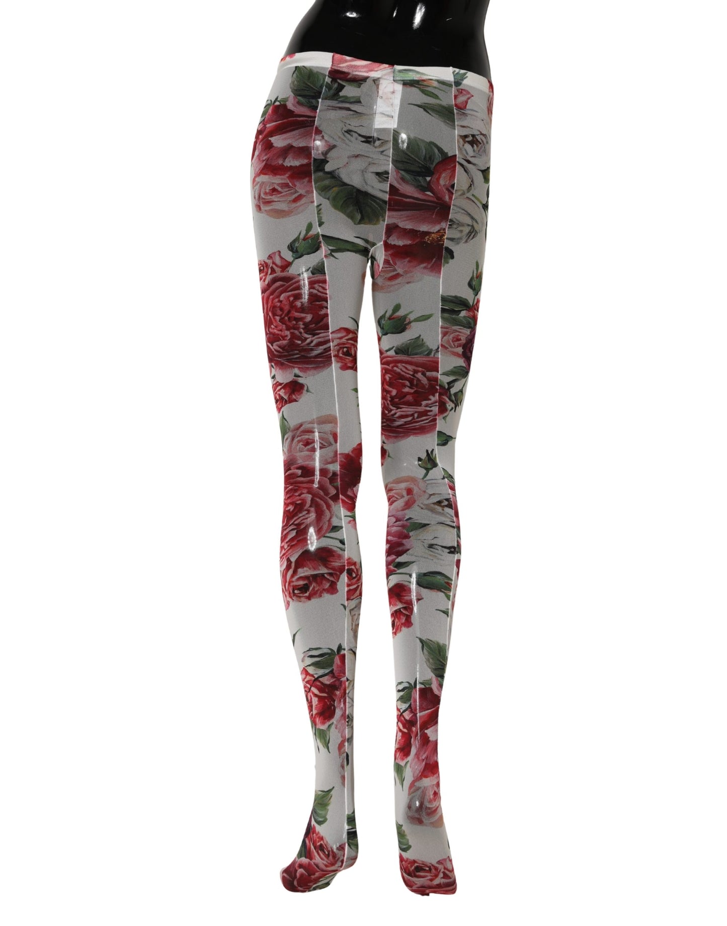 Dolce & Gabbana White Nylon Floral Print Tights Stockings Socks
