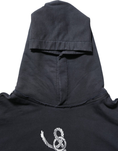 Dolce & Gabbana Black Anchor Print Hooded Sweatshirt Sweater