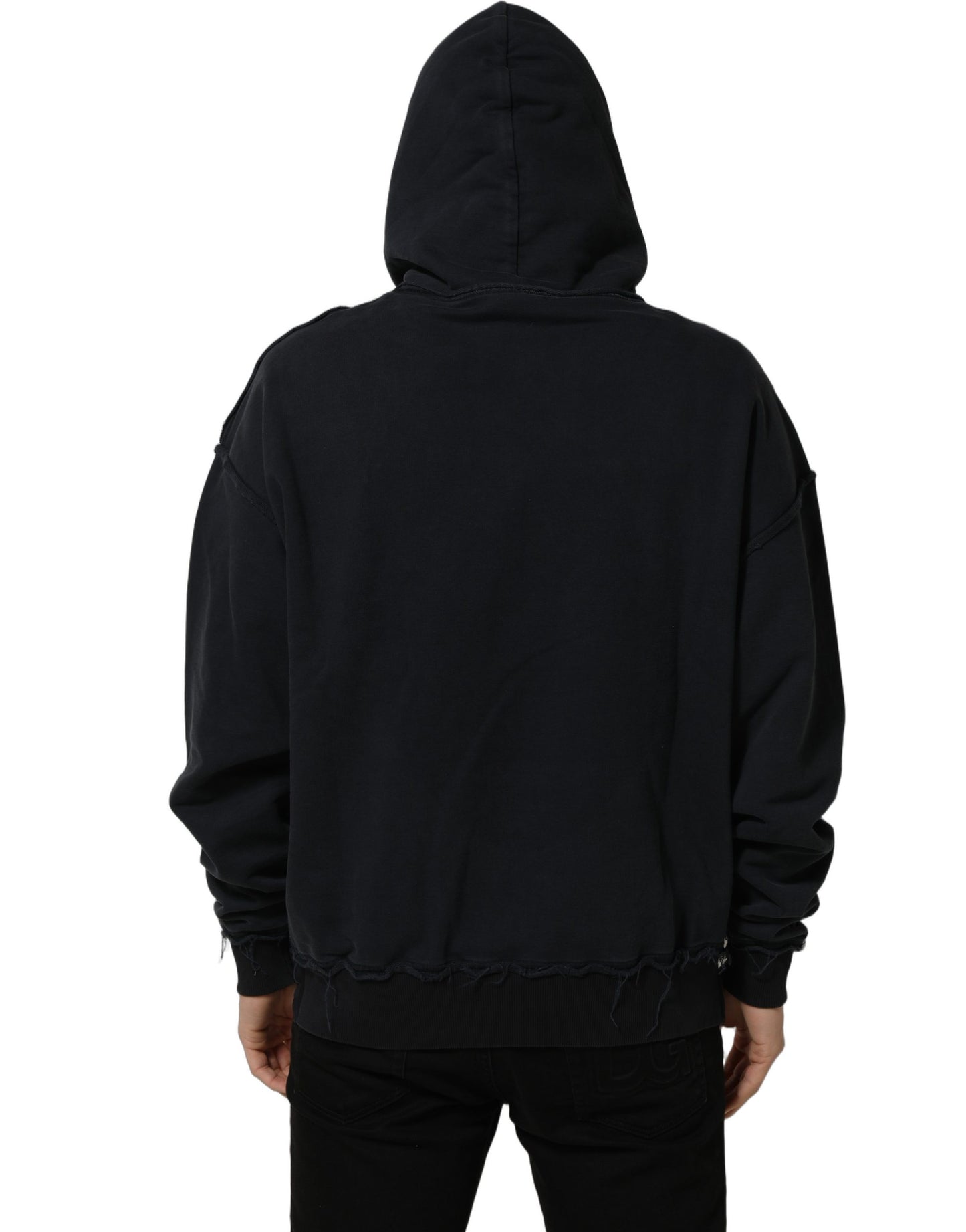 Dolce & Gabbana Black Anchor Print Hooded Sweatshirt Sweater